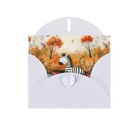 WZYWHJ Biglietto di auguri bianco per le vacanze, 15,2 x 10,2 cm, con busta, per Natale, compleanno, San Valentino, invito a una festa, piccola zebra sulla barca stampato