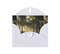 WZYWHJ Biglietto di auguri bianco per le vacanze, 15,2 x 10,2 cm, con busta, per Natale, compleanno, San Valentino, invito alle feste, immagine della foresta primordiale