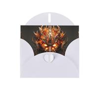 WZYWHJ Biglietto di auguri bianco per le vacanze, 15,2 x 10,2 cm, con busta, per Natale, compleanno, San Valentino, invito alla festa La maschera delle fiamme ardenti stampato