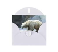 WZYWHJ Biglietto di auguri bianco per Natale, compleanno, anniversario e altro ancora con immagine di orso polare bagnato