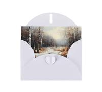 WZYWHJ Biglietto di auguri bianco per Natale, compleanno, anniversario e altro ancora dipinto a olio con scena di neve