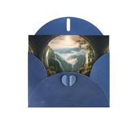 WZYWHJ Biglietto di auguri blu per le vacanze, 15,2 x 10,2 cm, con busta, per Natale, compleanno, San Valentino, invito a una festa Il bellissimo paesaggio nella bolla stampato