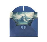 WZYWHJ Biglietto di auguri blu per le vacanze, 15,2 x 10,2 cm, con busta, per Natale, compleanno, San Valentino, invito alle feste, stampa delle Alpi che si allungano