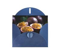WZYWHJ Biglietto di auguri blu per le vacanze, 15,2 x 10,2 cm, con busta, per Natale, compleanno, San Valentino, invito a feste, frutto della passione in agrodolce stampato