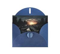 WZYWHJ Biglietto di auguri blu per le vacanze, 15,2 x 10,2 cm, con busta, per Natale, compleanno, San Valentino, invito a feste, con stampa di cieli scuri