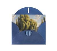 WZYWHJ Biglietto di auguri blu per le vacanze, 15,2 x 10,2 cm, con busta, per Natale, compleanno, San Valentino, inviti a feste, con alberi di salice in riva al lago stampato
