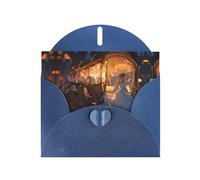 WZYWHJ Biglietto di auguri blu per le vacanze, 15,2 x 10,2 cm, con busta, per Natale, compleanno, San Valentino, inviti a feste, motivo Cenerentola