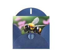 WZYWHJ Biglietto di auguri blu per le vacanze, 15,2 x 10,2 cm, con busta, per Natale, compleanno, San Valentino, invito a una piccola ape, stampa