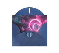 WZYWHJ Biglietto di auguri blu per le vacanze, 15,2 x 10,2 cm, con busta, per Natale, compleanno, San Valentino, invito a feste, immagine del tunnel tecnologico