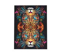 WZYWHJ Biglietto di auguri blu per le vacanze, 15,2 x 10,2 cm, con busta, per Natale, compleanno, San Valentino, invito alla festa Stampa colorata con testa di leopardo