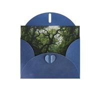 WZYWHJ Biglietto di auguri blu per le vacanze, 15,2 x 10,2 cm, con busta, per Natale, compleanno, San Valentino, invito a feste, lussureggianti rami verdi stampati