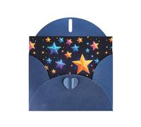 WZYWHJ Biglietto di auguri blu per le vacanze, 15,2 x 10,2 cm, con busta, per Natale, compleanno, San Valentino, invito a una festa con stelle brillanti nel cielo notturno stampato