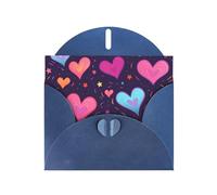WZYWHJ Biglietto di auguri blu per le vacanze, 15,2 x 10,2 cm, con busta, per Natale, compleanno, San Valentino, inviti per feste, stelle cadenti e cuori