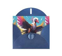 WZYWHJ Biglietto di auguri blu per le vacanze, 15,2 x 10,2 cm, con busta, per Natale, compleanno, San Valentino, inviti a feste, graffiti avvoltoio stampe