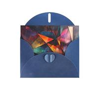 WZYWHJ Biglietto di auguri blu per le vacanze, 15,2 x 10,2 cm, con busta, per Natale, compleanno, San Valentino, inviti a feste con bordi e angoli astratti