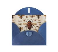 WZYWHJ Biglietto di auguri blu per le vacanze, 15,2 x 10,2 cm, con busta, per Natale, compleanno, San Valentino, inviti a feste, vari insetti stampati
