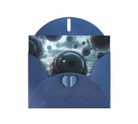 WZYWHJ Biglietto di auguri blu per le vacanze, 15,2 x 10,2 cm, con busta, per Natale, compleanno, San Valentino, invito a festa con occhi azzurri. Stampe