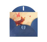 WZYWHJ Biglietto di auguri blu per le vacanze, 15,2 x 10,2 cm, con busta, per Natale, compleanno, San Valentino, invito a feste, motivo gatto che insegue farfalla