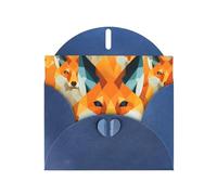 WZYWHJ Biglietto di auguri blu per le vacanze, 15,2 x 10,2 cm, con busta, per Natale, compleanno, San Valentino, invito alle feste, immagine colorata di volpi