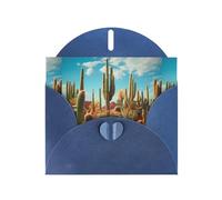 WZYWHJ Biglietto di auguri blu per le vacanze, 15,2 x 10,2 cm, con busta, per Natale, compleanno, San Valentino, invito alla festa Il territorio del cactus stampato