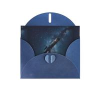 WZYWHJ Biglietto di auguri blu per le vacanze, 15,2 x 10,2 cm, con busta, per Natale, compleanno, San Valentino, invito alla festa Il cielo stellato nel telescopio stampato
