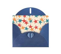 WZYWHJ Biglietto di auguri blu per le vacanze, 15,2 x 10,2 cm, con busta, per Natale, compleanno, San Valentino, inviti a feste, molte stelle a cinque punte