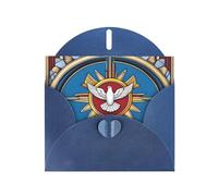 WZYWHJ Biglietto di auguri blu per le vacanze, 15,2 x 10,2 cm, con busta, per Natale, compleanno, San Valentino, invito per feste, spirito santo Christia Immagine