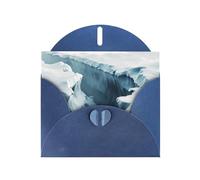 WZYWHJ Biglietto di auguri blu per le vacanze, 15,2 x 10,2 cm, con busta, per Natale, compleanno, San Valentino, invito alle feste, immagine con crepe sul ghiacciaio