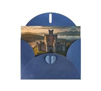 WZYWHJ Biglietto di auguri blu per Natale, compleanno, anniversario e altre immagini del castello medievale