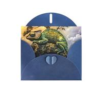 WZYWHJ Biglietto di auguri blu per Natale, compleanno, anniversario e altro ancora, immagine camaleonte sdraiato