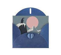 WZYWHJ Biglietto di auguri blu per Natale, compleanno, anniversario e altro ancora, motivo ghiacciaio e pinguino