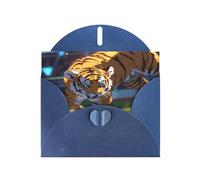 WZYWHJ Biglietto di auguri blu per Natale, compleanno, anniversario e altro cucciolo di tigre che gioca a calcio
