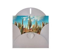 WZYWHJ Biglietto di auguri grigio per le vacanze, 15,2 x 10,2 cm, con busta, per Natale, compleanno, San Valentino, invito alla festa Il territorio del cactus stampato