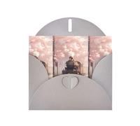 WZYWHJ Biglietto di auguri grigio per le vacanze, 15,2 x 10,2 cm, con busta, per Natale, compleanno, San Valentino, invito a feste, vecchio treno a vapore stampato