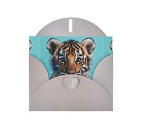 WZYWHJ Biglietto di auguri grigio per le vacanze, 15,2 x 10,2 cm, con busta, per Natale, compleanno, San Valentino, invito per feste, tigre su sfondo blu, stampato