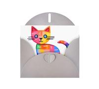 WZYWHJ Biglietto di auguri grigio per le vacanze, 15,2 x 10,2 cm, con busta, per Natale, compleanno, San Valentino, invito alla festa, stampa colorata con gatto quadrato