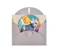 WZYWHJ Biglietto di auguri grigio per le vacanze, 15,2 x 10,2 cm, con busta, per Natale, compleanno, San Valentino, inviti per feste, stampa National Geographic con lupo