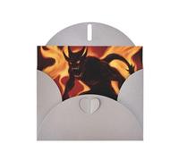 WZYWHJ Biglietto di auguri grigio per le vacanze, 15,2 x 10,2 cm, con busta, per Natale, compleanno, San Valentino, invito a feste con immagine di demone con fiamme