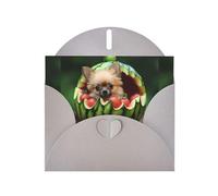 WZYWHJ Biglietto di auguri grigio per le vacanze, 15,2 x 10,2 cm, con busta, per Natale, compleanno, San Valentino, invito alla festa Il cucciolo nell'anguria stampato