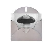 WZYWHJ Biglietto di auguri grigio per le vacanze, 15,2 x 10,2 cm, con busta, per Natale, compleanno, San Valentino, invito a feste, schizzo con ombrello stampato