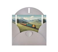 WZYWHJ Biglietto di auguri grigio per le vacanze, 15,2 x 10,2 cm, con busta, per Natale, compleanno, San Valentino, invito a feste, treno che corre sulla prateria stampato