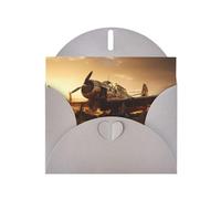 WZYWHJ Biglietto di auguri grigio per le vacanze, 15,2 x 10,2 cm, con busta, per Natale, compleanno, San Valentino, invito alla festa con vecchi aeroplani rotti. Motivo