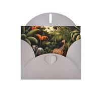 WZYWHJ Biglietto di auguri grigio per le vacanze, 15,2 x 10,2 cm, con busta, per Natale, compleanno, San Valentino, inviti a feste, stampa con animali nella foresta pluviale