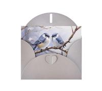 WZYWHJ Biglietto di auguri grigio per le vacanze, 15,2 x 10,2 cm, con busta, per Natale, compleanno, San Valentino, invito a feste con uccello rivolto verso l'altro stampato