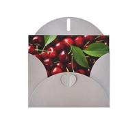 WZYWHJ Biglietto di auguri grigio per le vacanze, 15,2 x 10,2 cm, con busta, per Natale, compleanno, San Valentino, inviti per feste, grandi ciliegie stampate