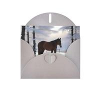WZYWHJ Biglietto di auguri grigio per le vacanze, 15,2 x 10,2 cm, con busta, per Natale, compleanno, San Valentino, invito a feste, cavallo natura inverno immagine