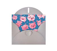 WZYWHJ Biglietto di auguri grigio per le vacanze, 15,2 x 10,2 cm, con busta, per Natale, compleanno, San Valentino, inviti a feste, con stampa di maiale rosa
