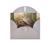 WZYWHJ Biglietto di auguri grigio per le vacanze, 15,2 x 10,2 cm, con busta, per Natale, compleanno, San Valentino, invito a una festa La tartaruga che striscia nella palude, stampato