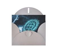 WZYWHJ Biglietto di auguri grigio per le vacanze, 15,2 x 10,2 cm, con busta, per Natale, compleanno, San Valentino, invito a feste, con stampe di simboli misteriosi blu