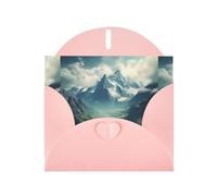 WZYWHJ Biglietto di auguri rosa per le vacanze, 15,2 x 10,2 cm, con busta, per Natale, compleanno, San Valentino, invito alle feste, stampa delle Alpi che si allungano